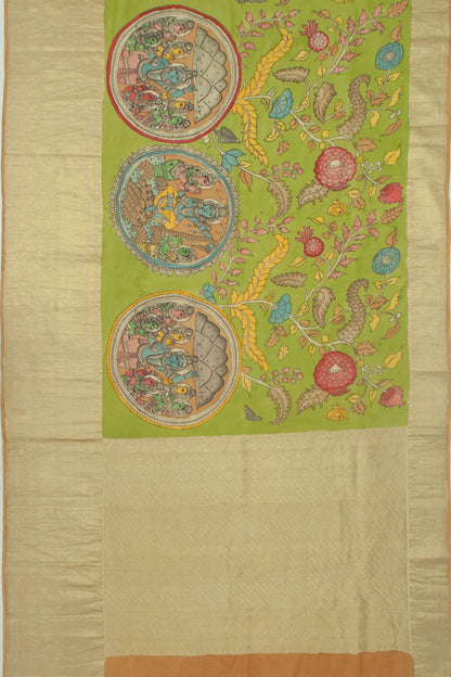 Kanchipuram Silk Kalamkari Green Saree