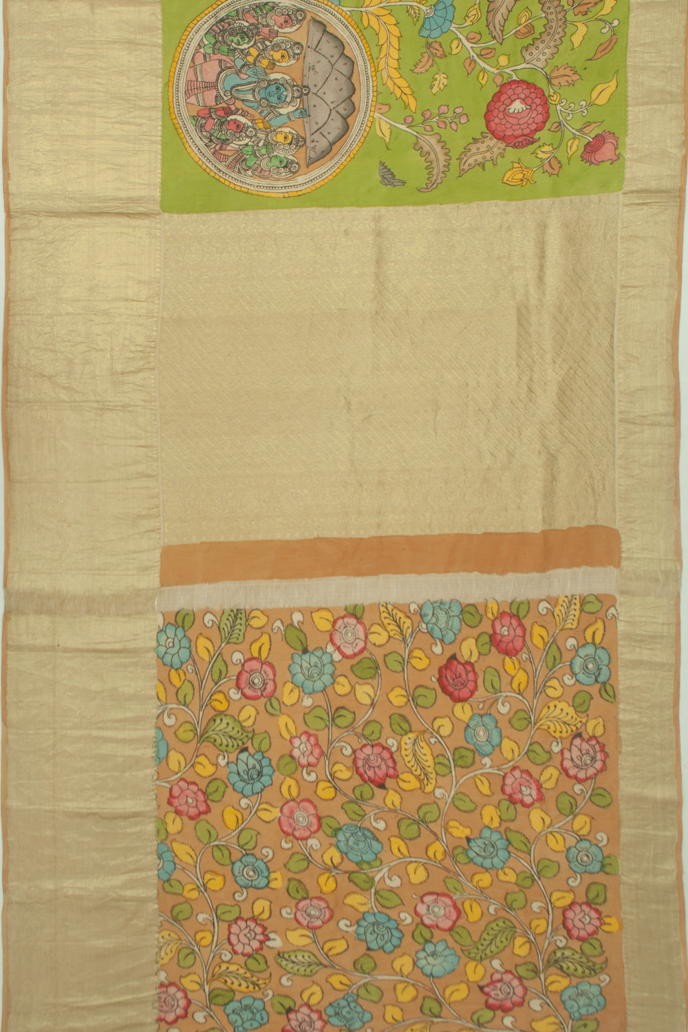 Kanchipuram Silk Kalamkari Green Saree