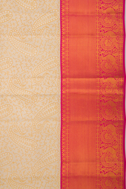 Kanchipuram Silk Brocade Cream Saree