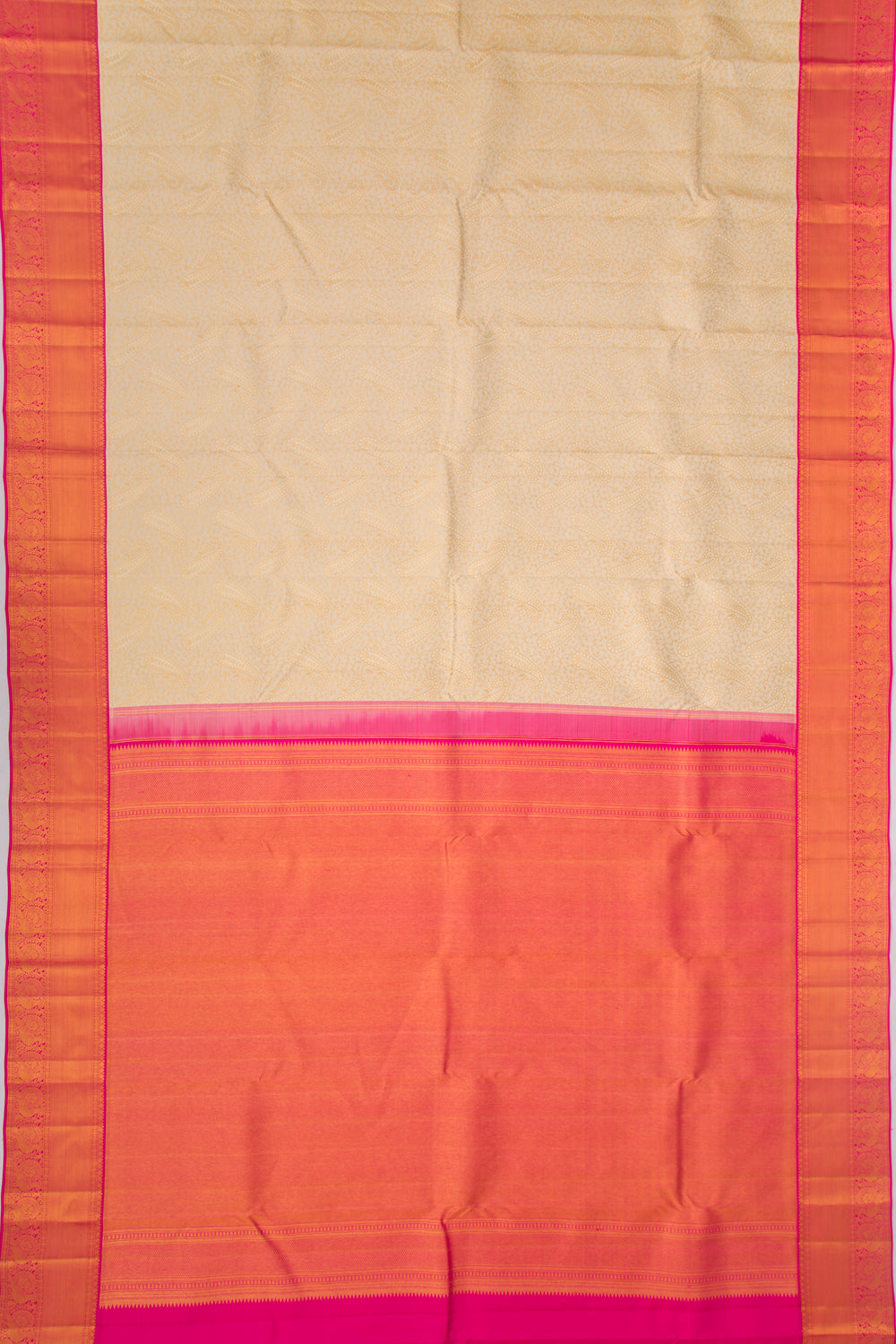 Kanchipuram Silk Brocade Cream Saree