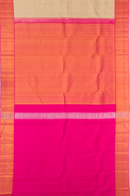Kanchipuram Silk Brocade Cream Saree