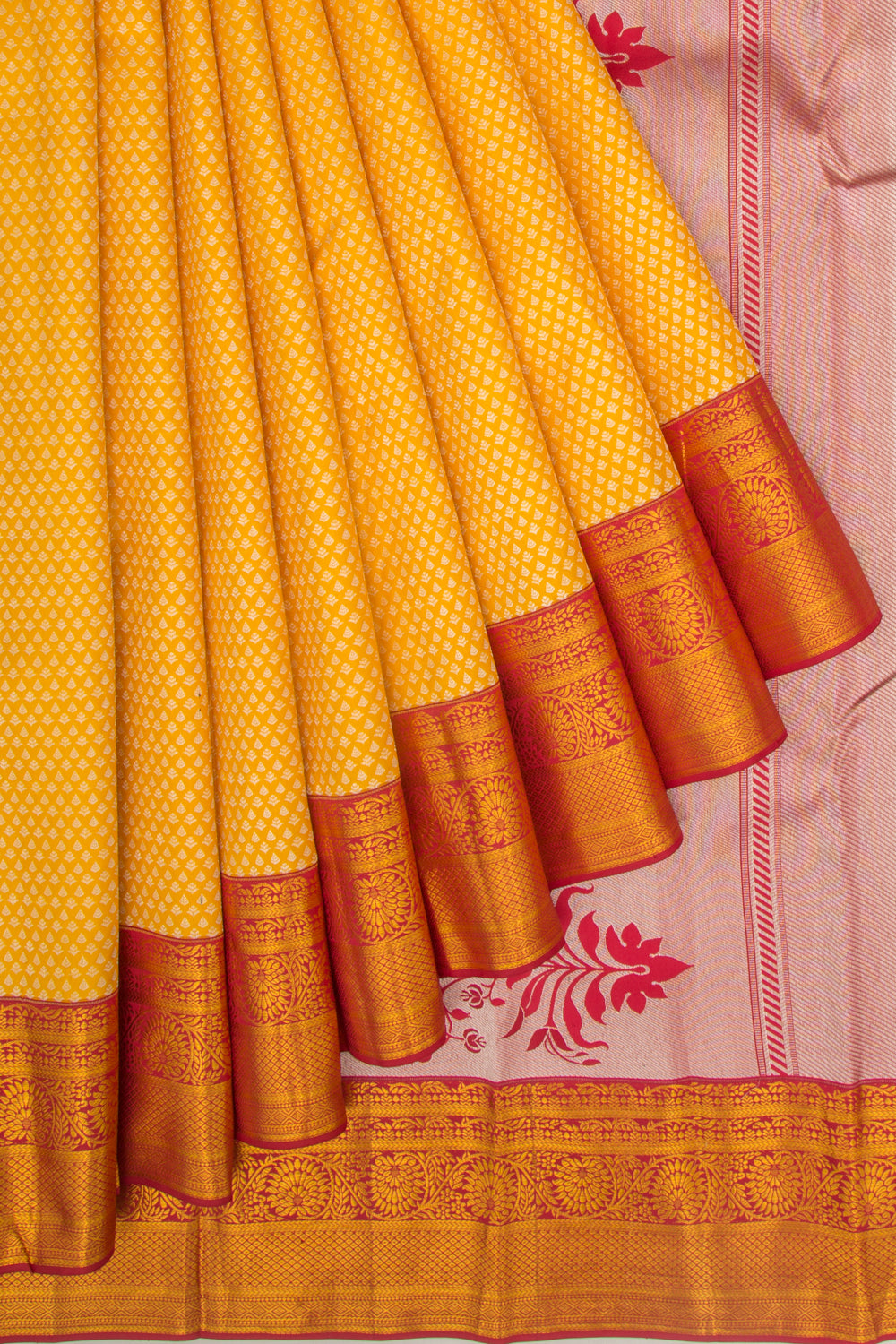 Kanchipuram Silk Brocade Yellow Saree