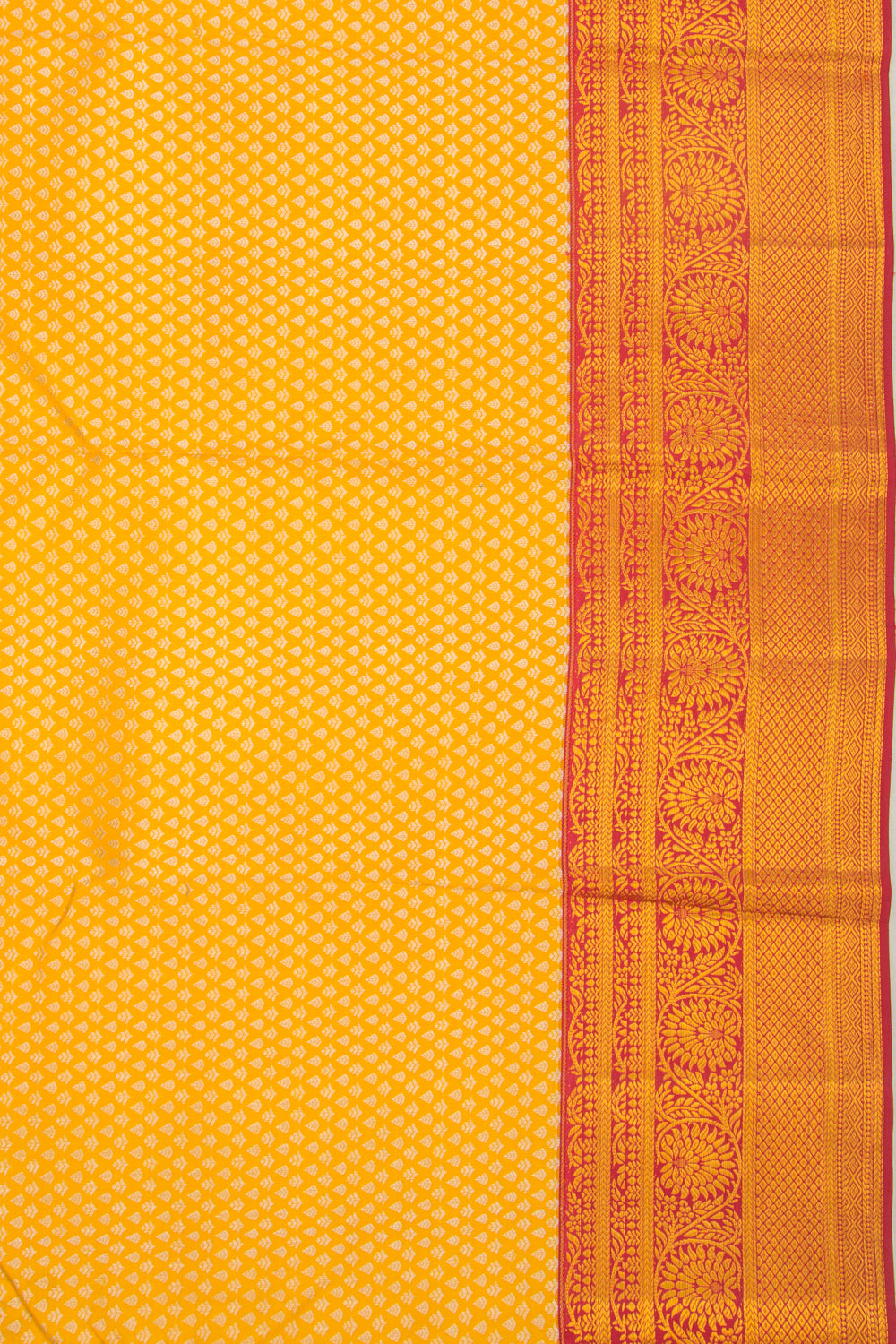 Kanchipuram Silk Brocade Yellow Saree