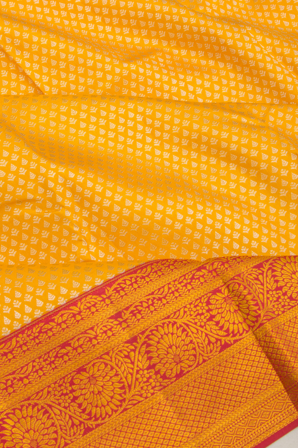 Kanchipuram Silk Brocade Yellow Saree