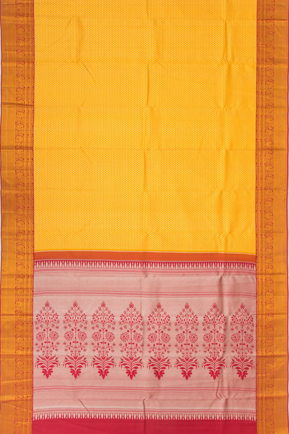 Kanchipuram Silk Brocade Yellow Saree