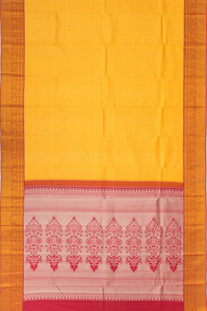 Kanchipuram Silk Brocade Yellow Saree