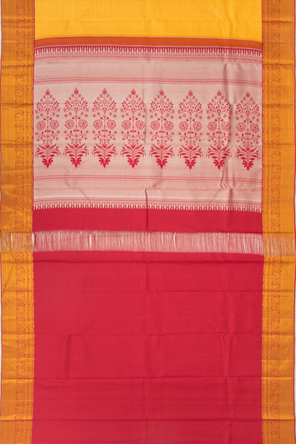 Kanchipuram Silk Brocade Yellow Saree