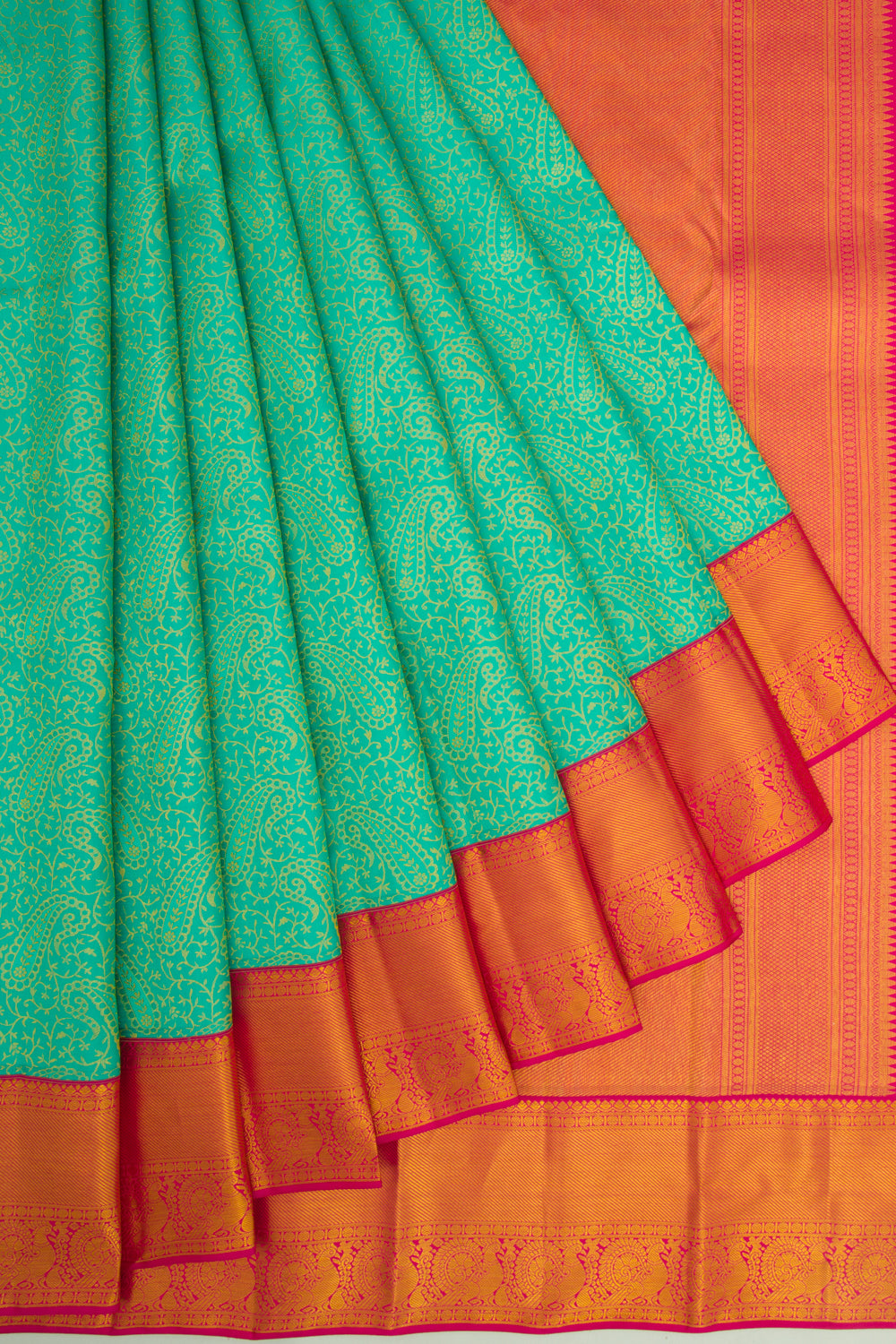 Kanchipuram Silk Brocade Sea Green Saree