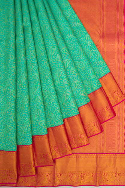 Kanchipuram Silk Brocade Sea Green Saree