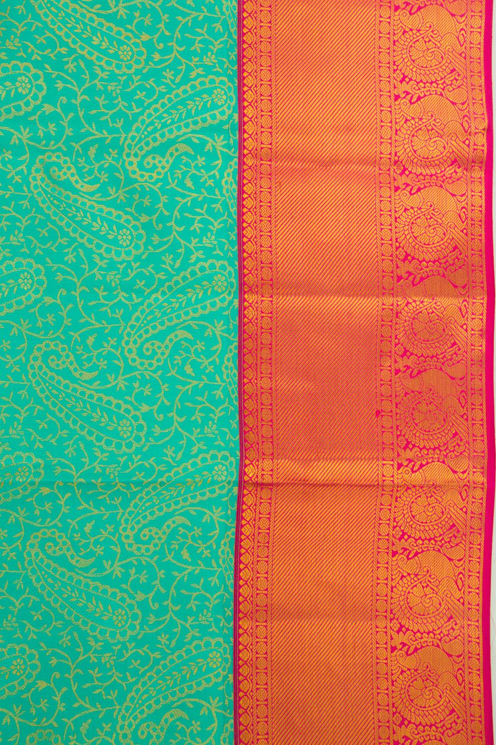 Kanchipuram Silk Brocade Sea Green Saree