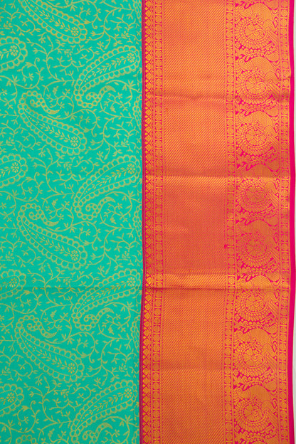 Kanchipuram Silk Brocade Sea Green Saree