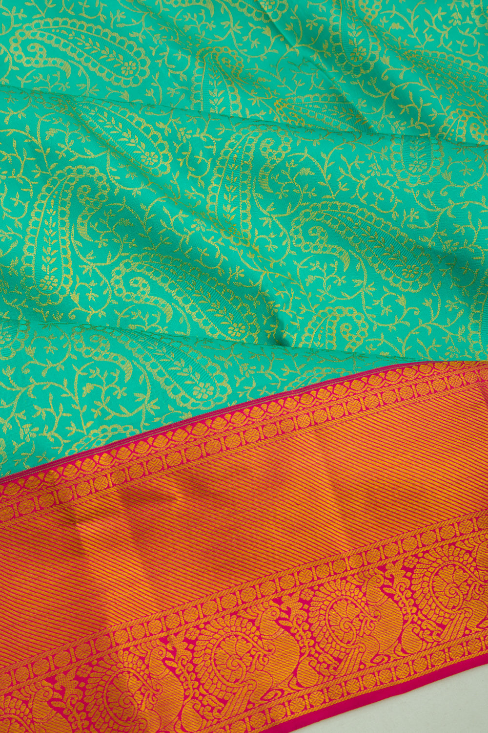 Kanchipuram Silk Brocade Sea Green Saree