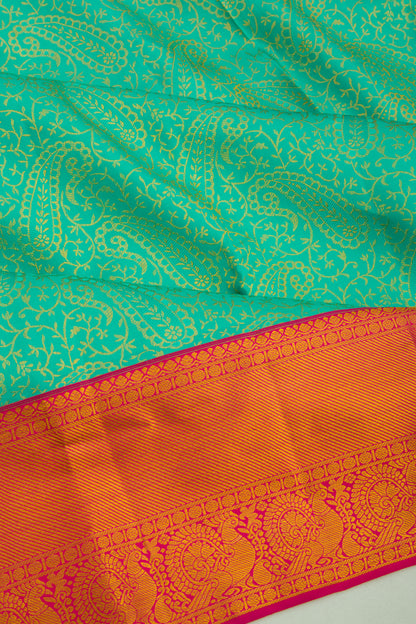 Kanchipuram Silk Brocade Sea Green Saree