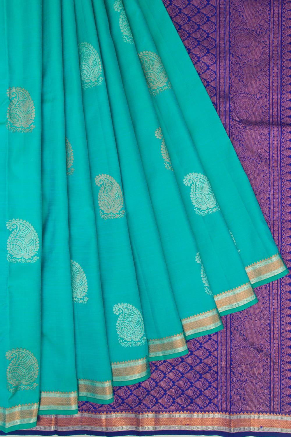 Kanchipuram Silk Butta Sea Green Saree