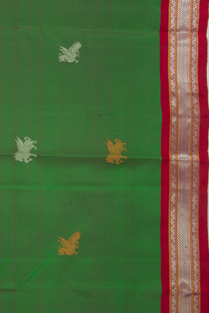 Kanchipuram Silk Butta Bottle Green Saree