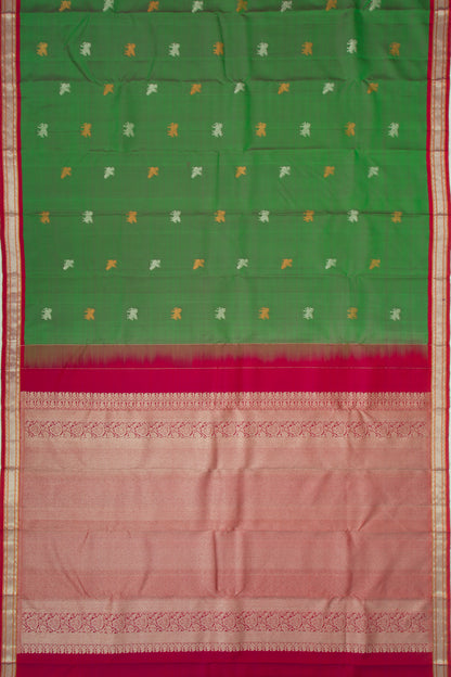 Kanchipuram Silk Butta Bottle Green Saree