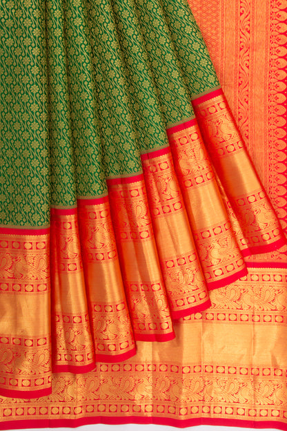 Kanchipuram Silk Brocade Green Saree