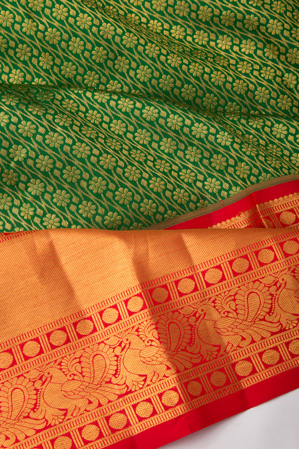 Kanchipuram Silk Brocade Green Saree