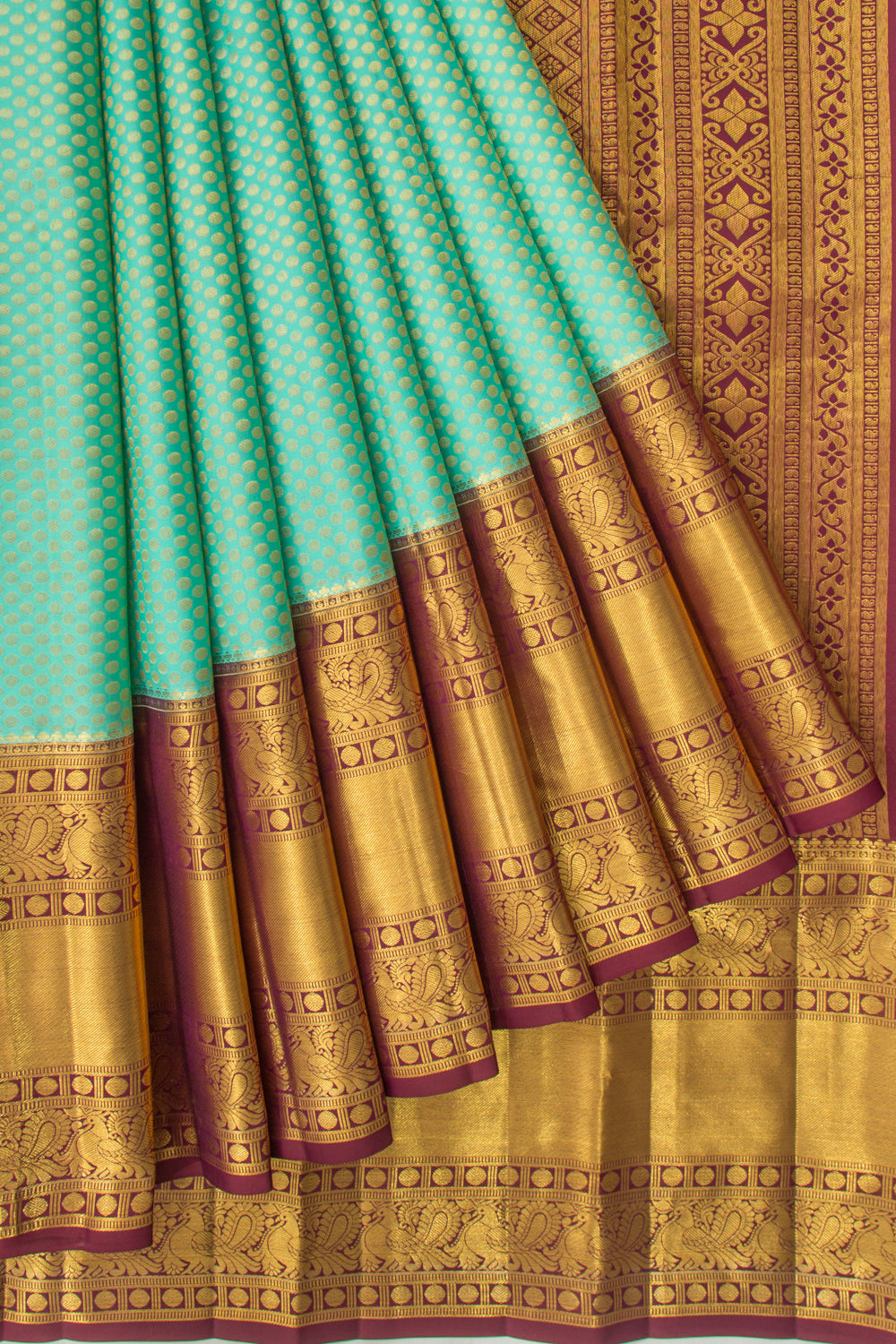 Kanchipuram Silk Brocade Sea Green Saree