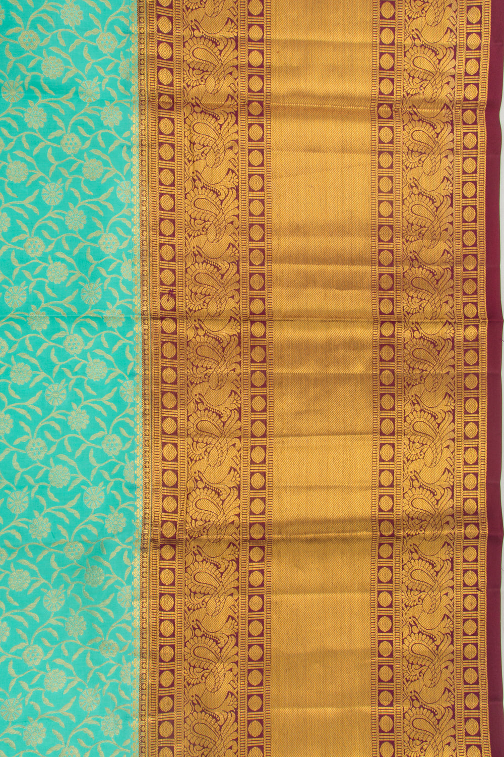 Kanchipuram Silk Jaal Sea Green Saree
