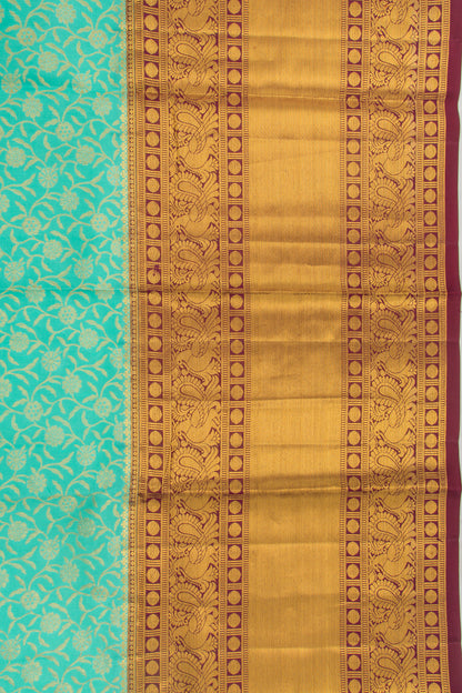 Kanchipuram Silk Jaal Sea Green Saree