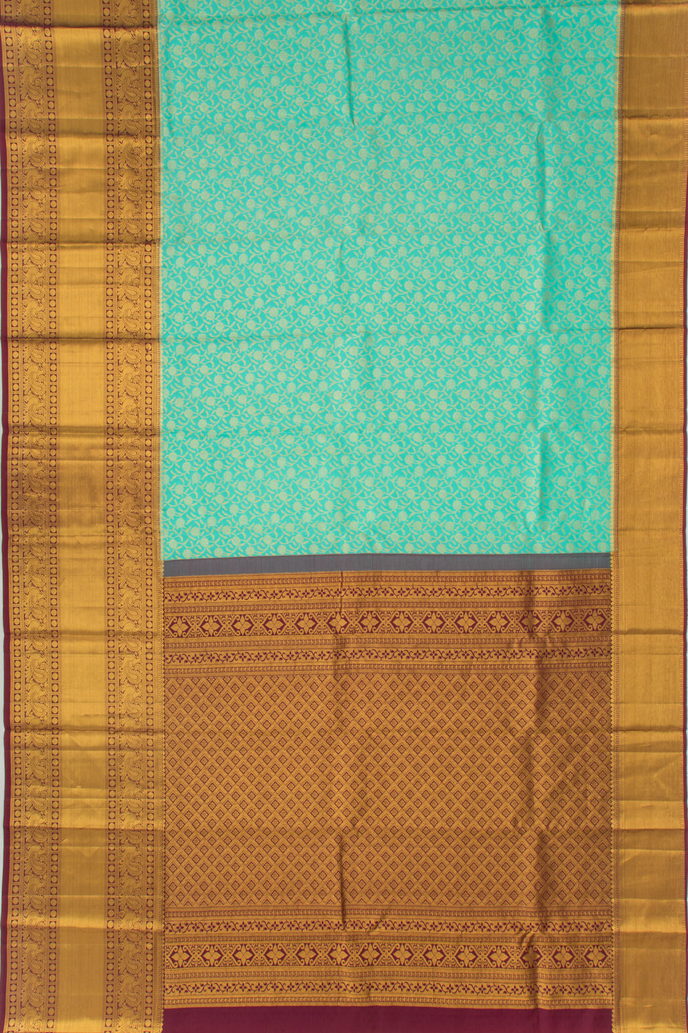 Kanchipuram Silk Jaal Sea Green Saree
