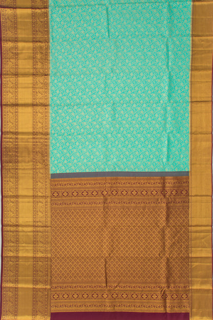 Kanchipuram Silk Jaal Sea Green Saree