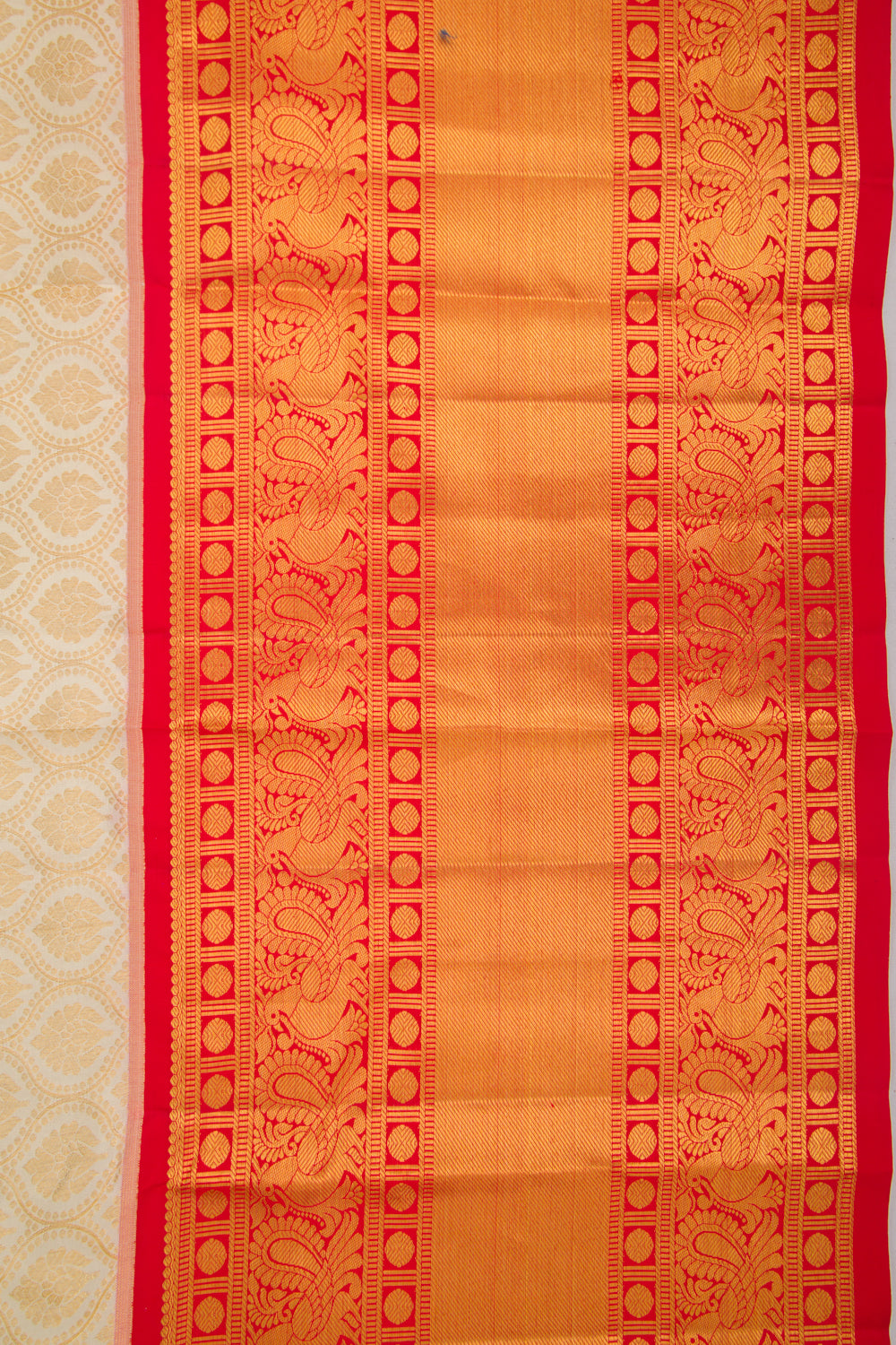 Taranga Kanchi Silk Brocade Cream Saree