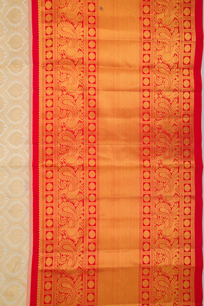 Taranga Kanchi Silk Brocade Cream Saree