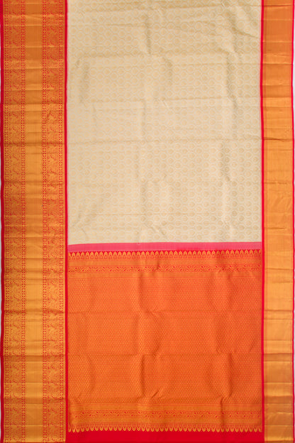 Taranga Kanchi Silk Brocade Cream Saree
