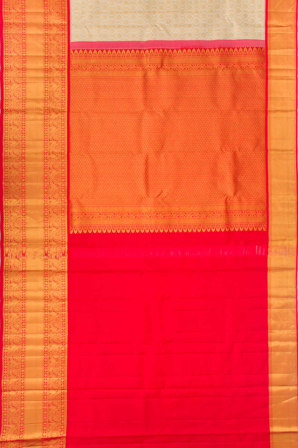 Taranga Kanchi Silk Brocade Cream Saree