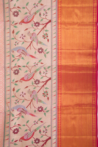 Kanchipuram Silk Tissue Brocade Peach Saree