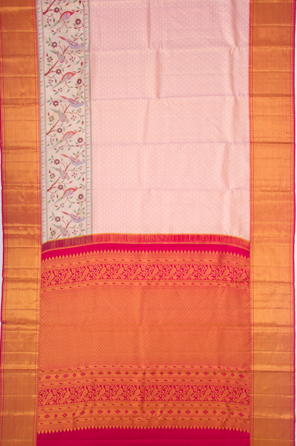 Kanchipuram Silk Tissue Brocade Peach Saree