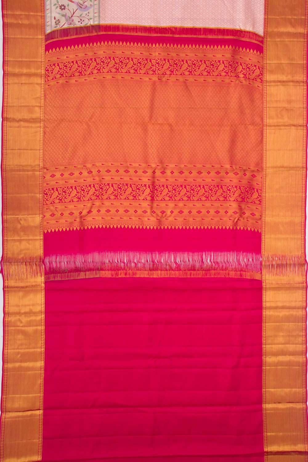 Kanchipuram Silk Tissue Brocade Peach Saree