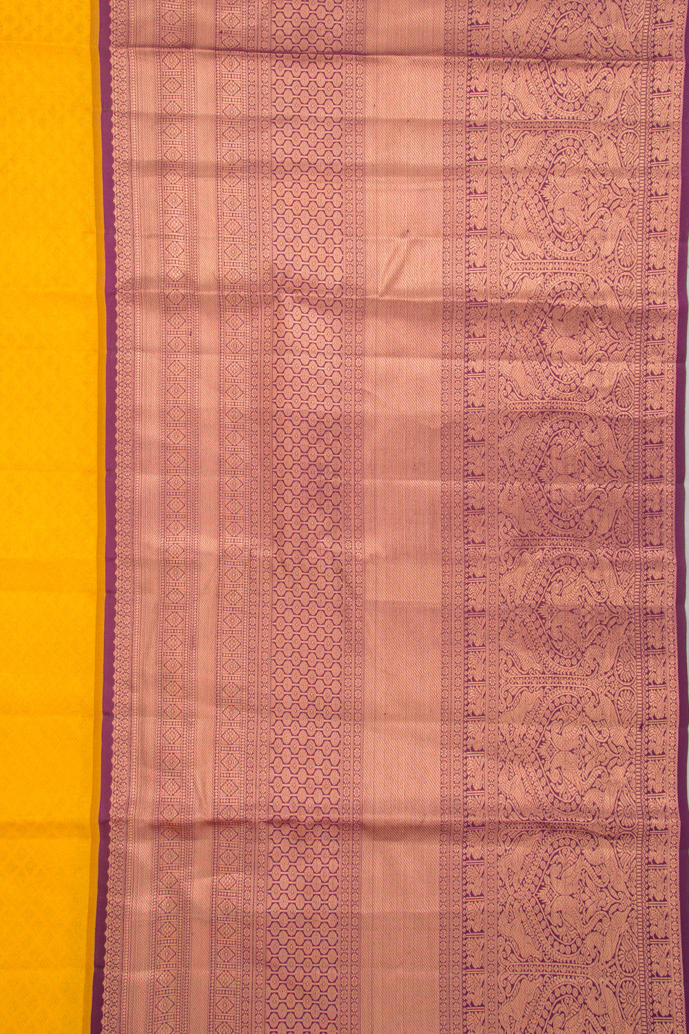 Kanchipuram Silk Brocade Yellow Saree