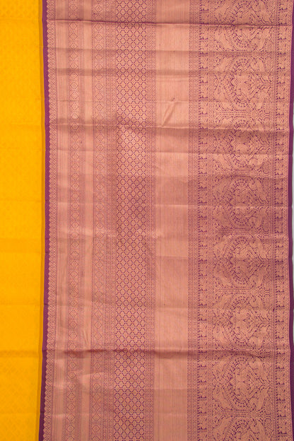 Kanchipuram Silk Brocade Yellow Saree
