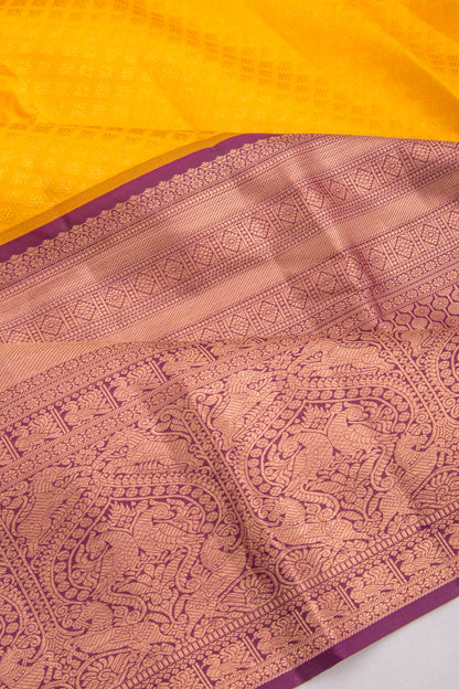Kanchipuram Silk Brocade Yellow Saree
