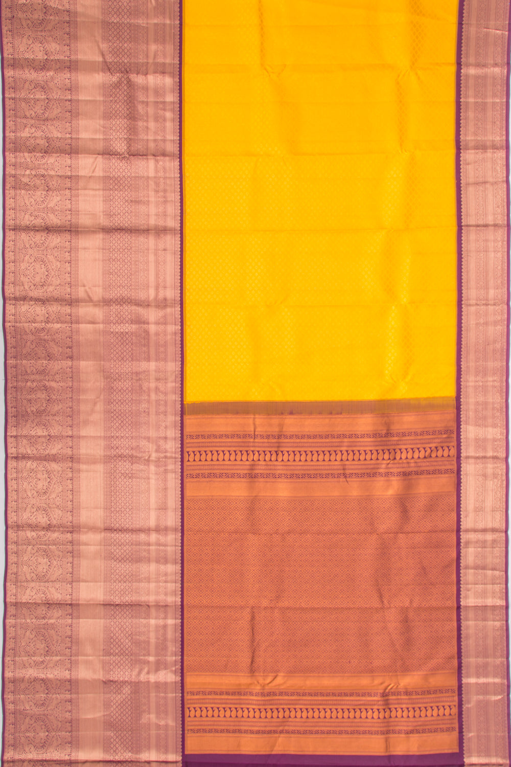 Kanchipuram Silk Brocade Yellow Saree