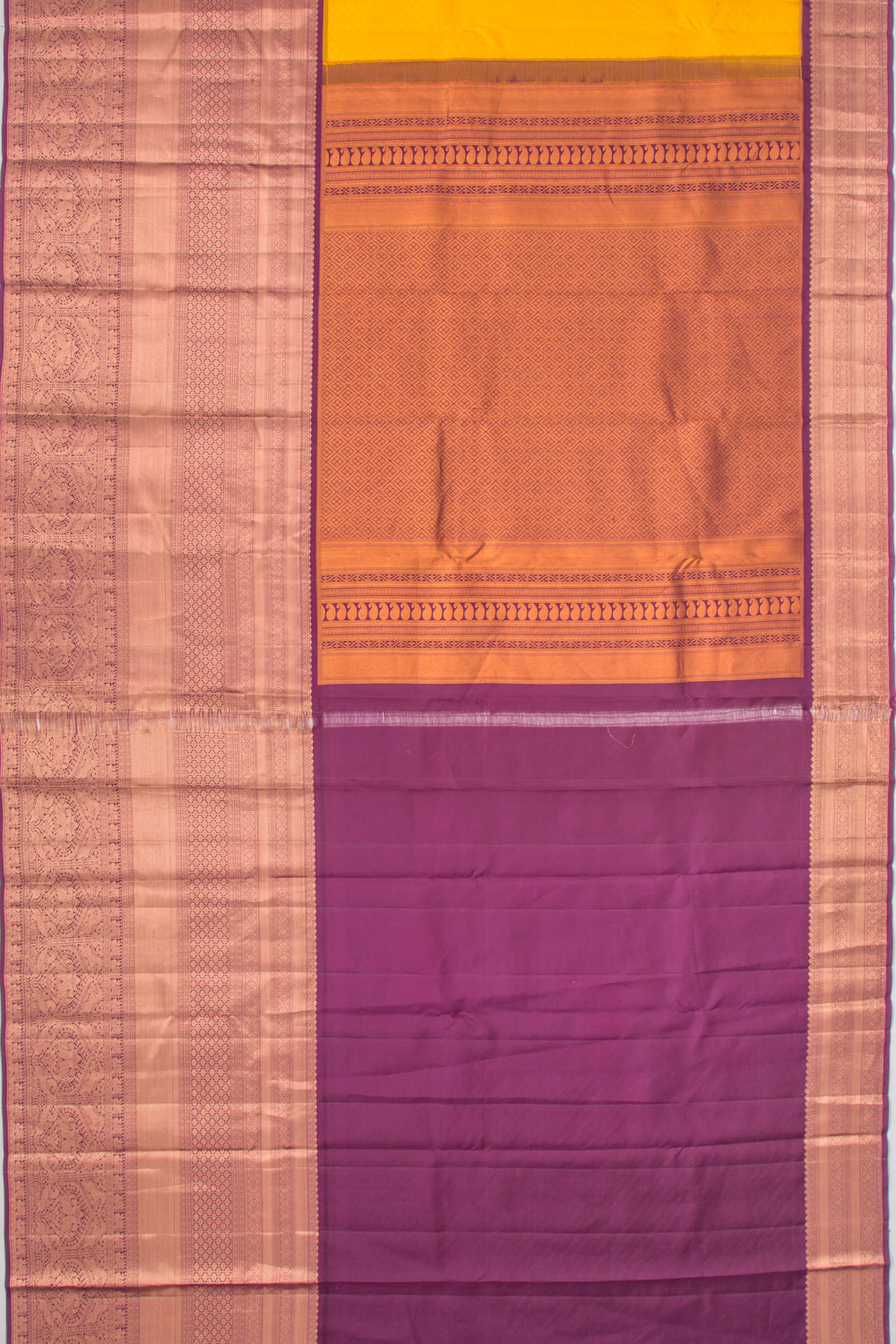 Kanchipuram Silk Brocade Yellow Saree