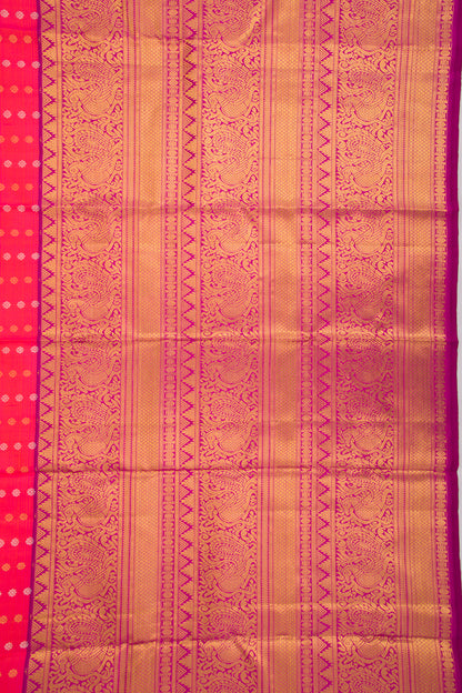 Kanchipuram Silk Butta Dual Tone Pink And Orange Saree