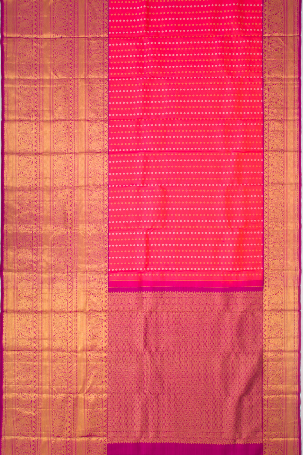 Kanchipuram Silk Butta Dual Tone Pink And Orange Saree