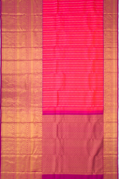 Kanchipuram Silk Butta Dual Tone Pink And Orange Saree
