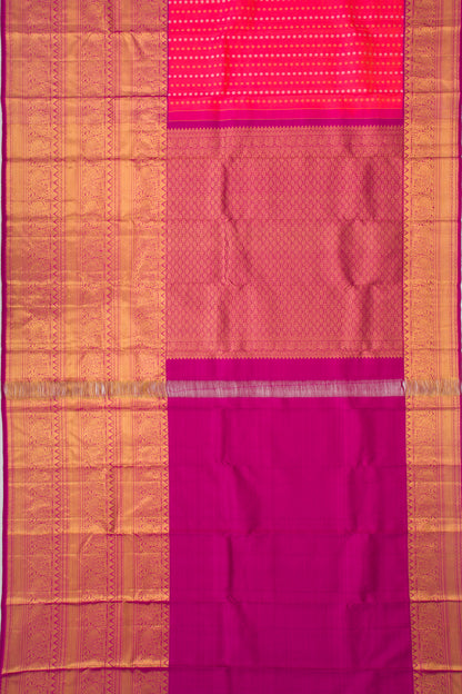 Kanchipuram Silk Butta Dual Tone Pink And Orange Saree