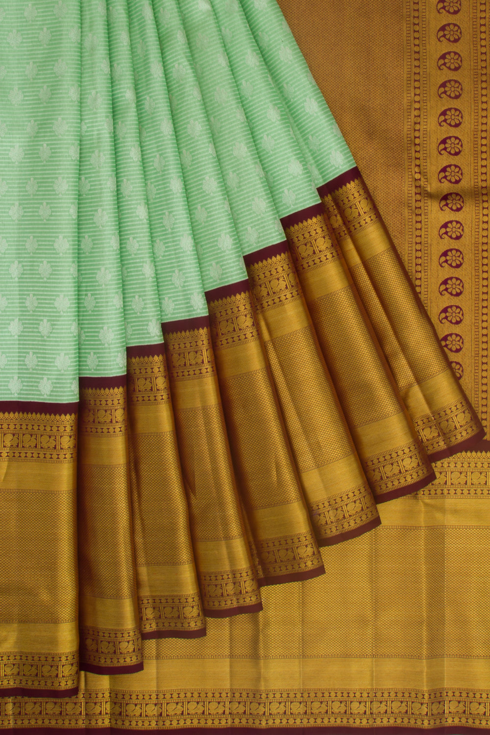Kanchipuram Silk Lines and Butta Pastel Green Saree