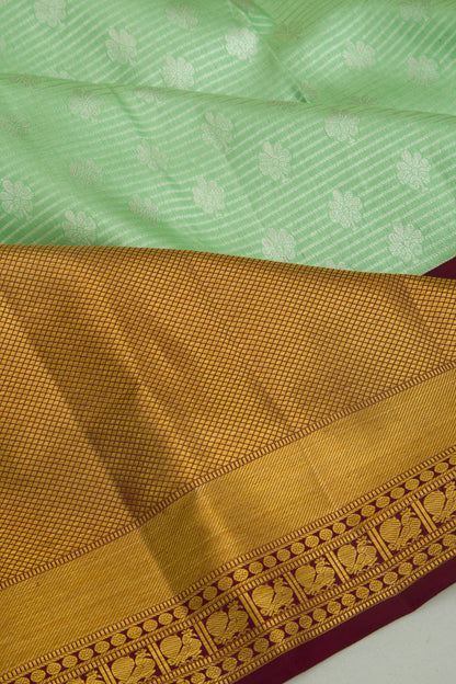 Kanchipuram Silk Lines and Butta Pastel Green Saree