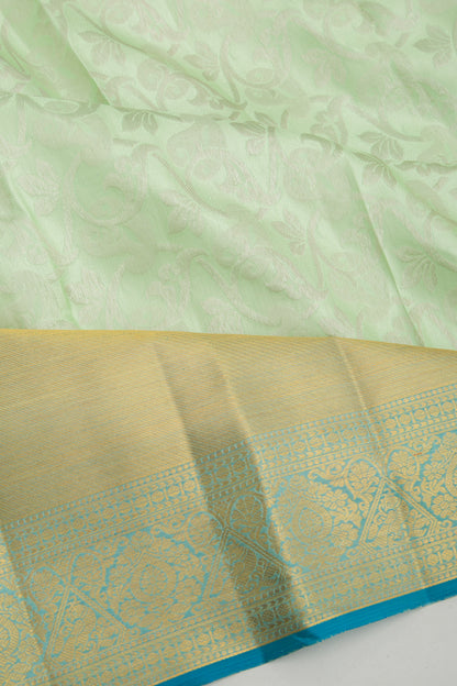 Kanchipuram Silk Jaal Pastel Green Saree
