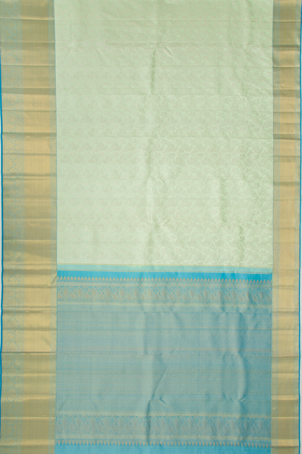 Kanchipuram Silk Jaal Pastel Green Saree