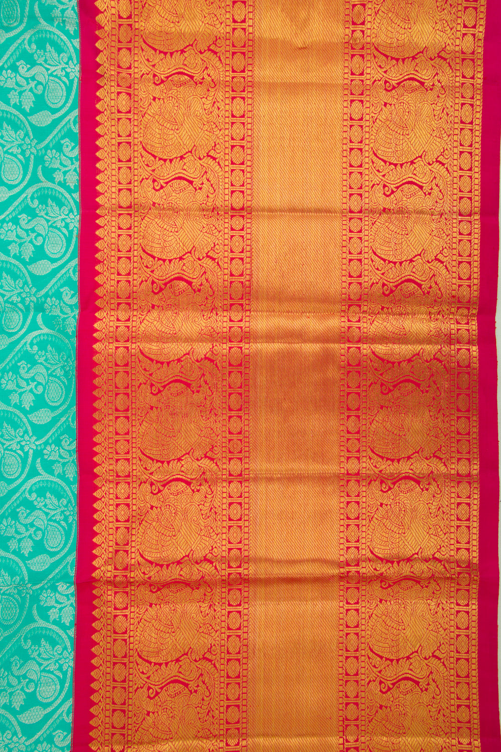Kanchipuram Silk Brocade Sea Green Saree