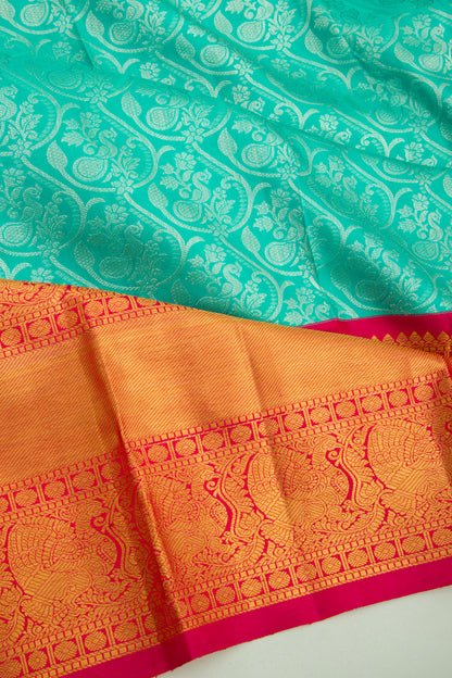 Kanchipuram Silk Brocade Sea Green Saree
