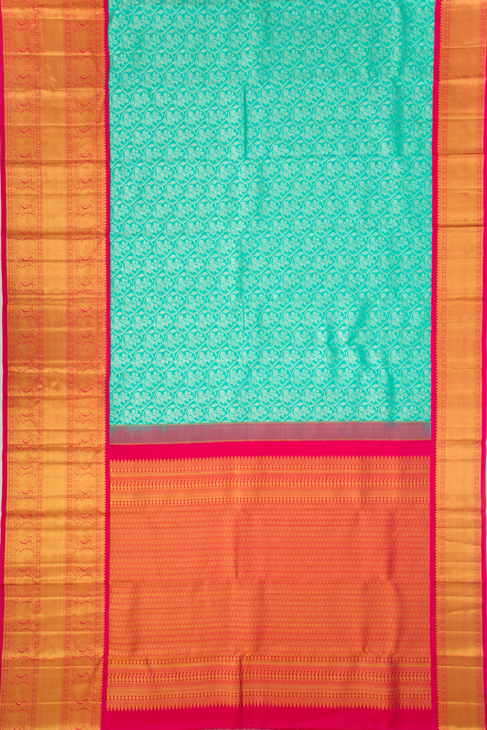 Kanchipuram Silk Brocade Sea Green Saree